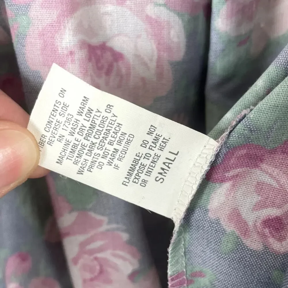 Vintage Komar Floral Robe Housecoat Ruffles Cottage Coquette USA Size Small - Picture 16 of 16